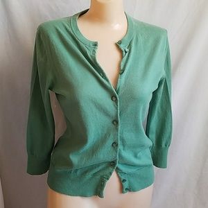 J. Crew Green Classic Cardigan Sweater Medium
